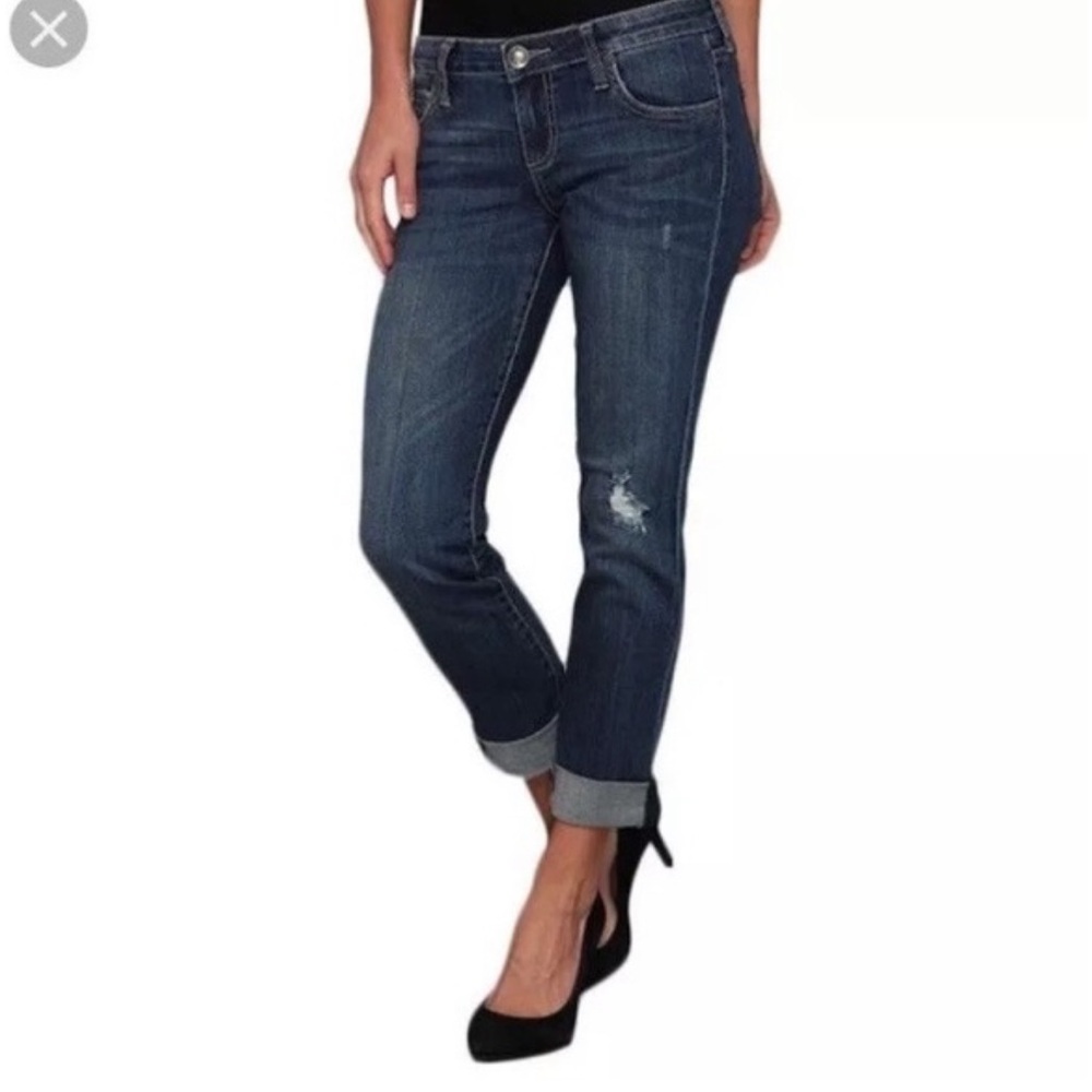 Kut From The Kloth Catherine Ankle Straight Raw‎ Hem Denim Jeans